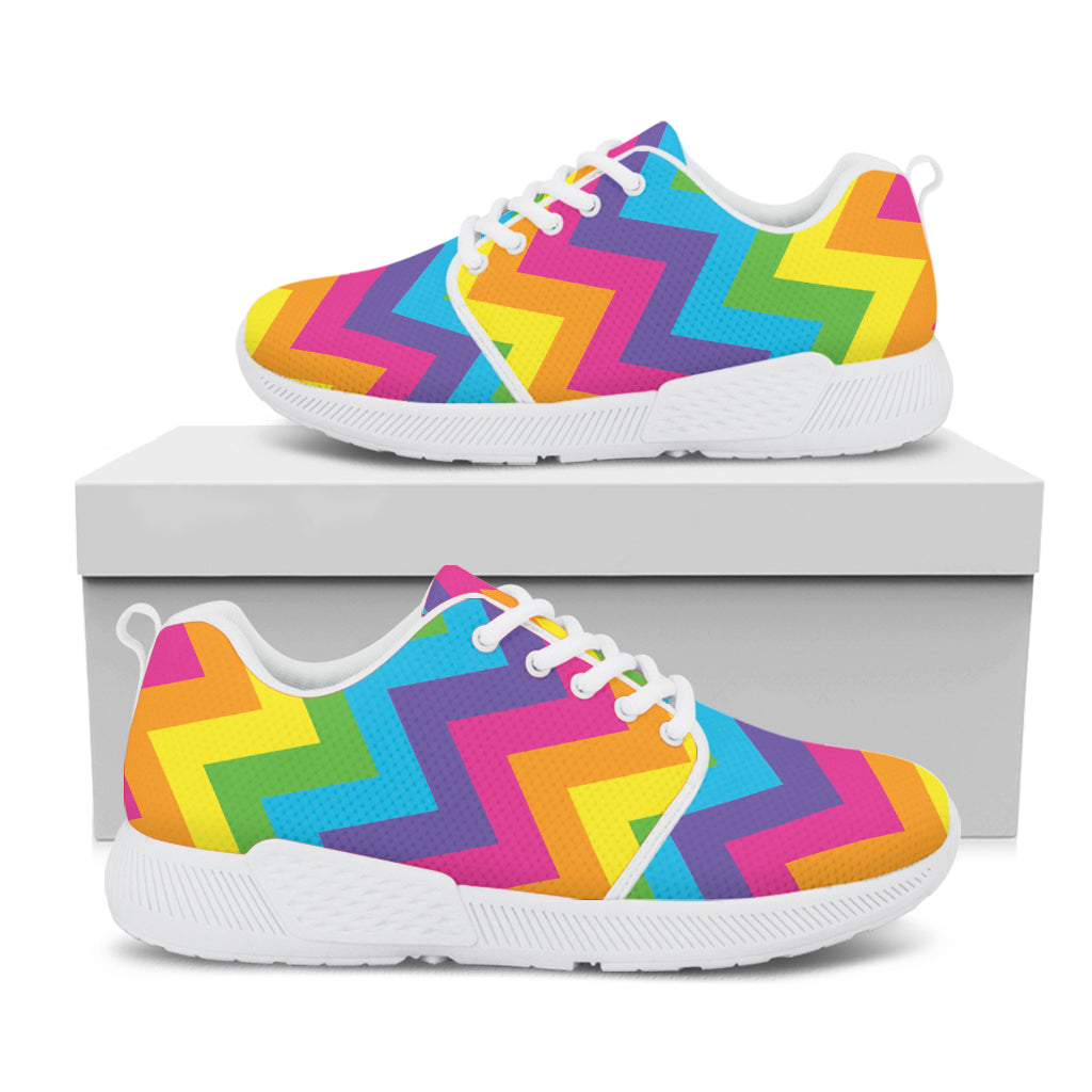 Colorful Zigzag Pattern Print White Athletic Shoes