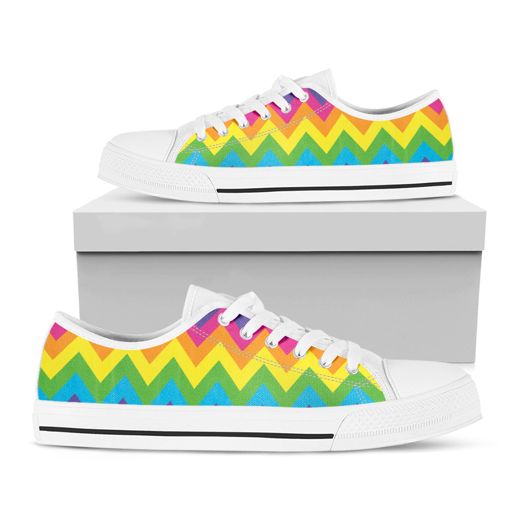 Colorful Zigzag Pattern Print White Low Top Shoes