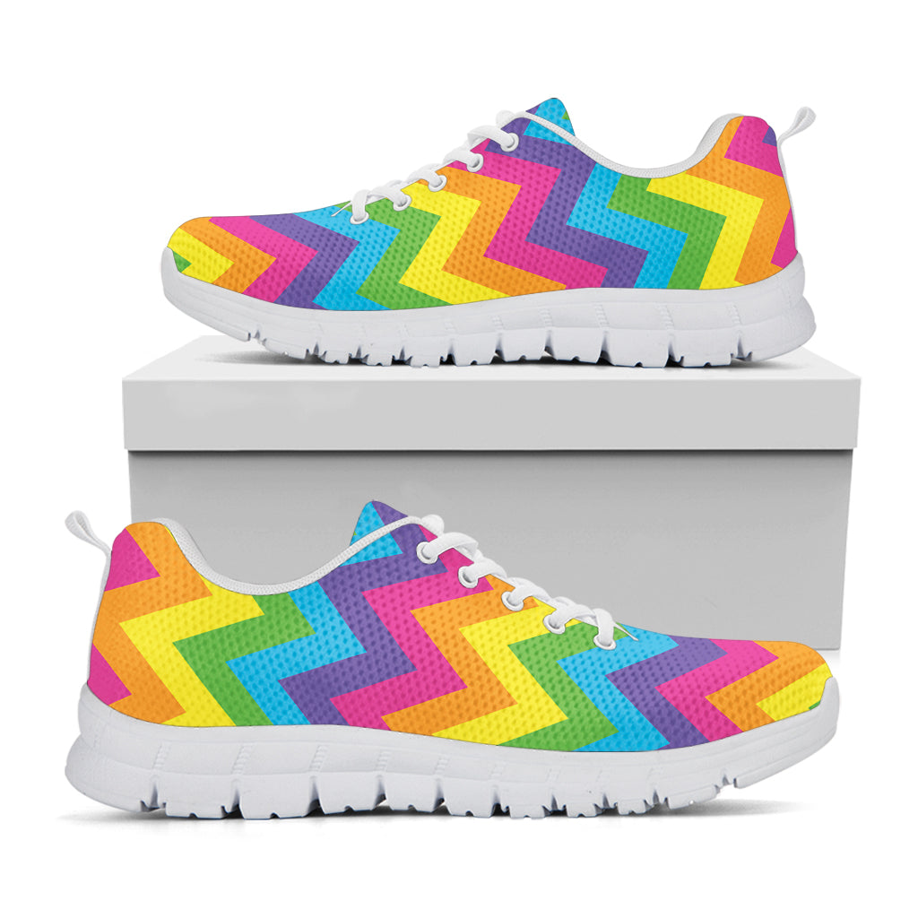 Colorful Zigzag Pattern Print White Sneakers