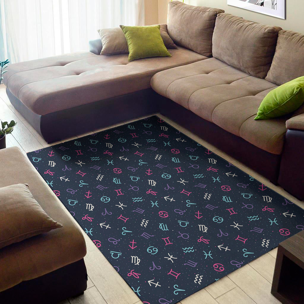 Colorful Zodiac Symbols Pattern Print Area Rug