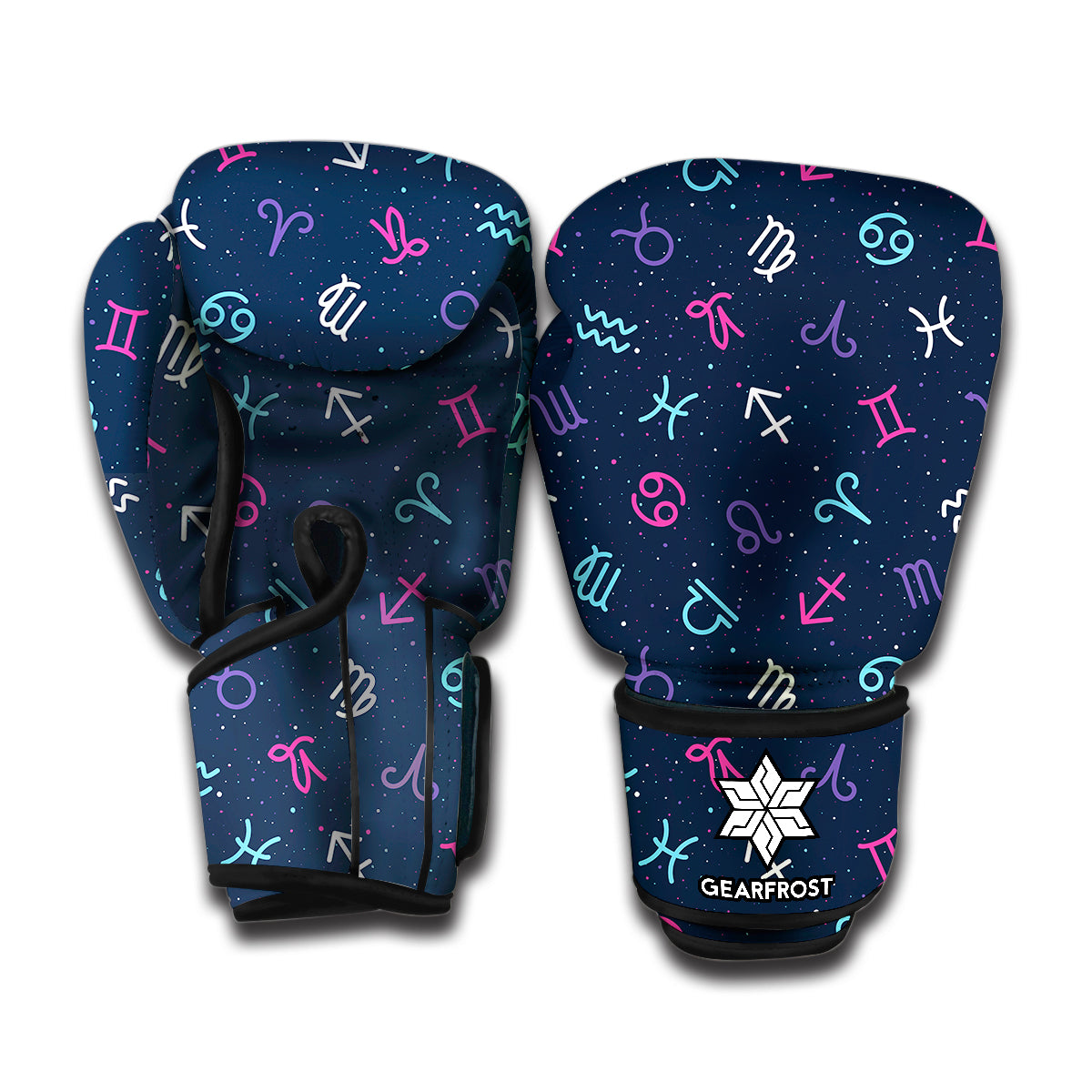 Colorful Zodiac Symbols Pattern Print Boxing Gloves