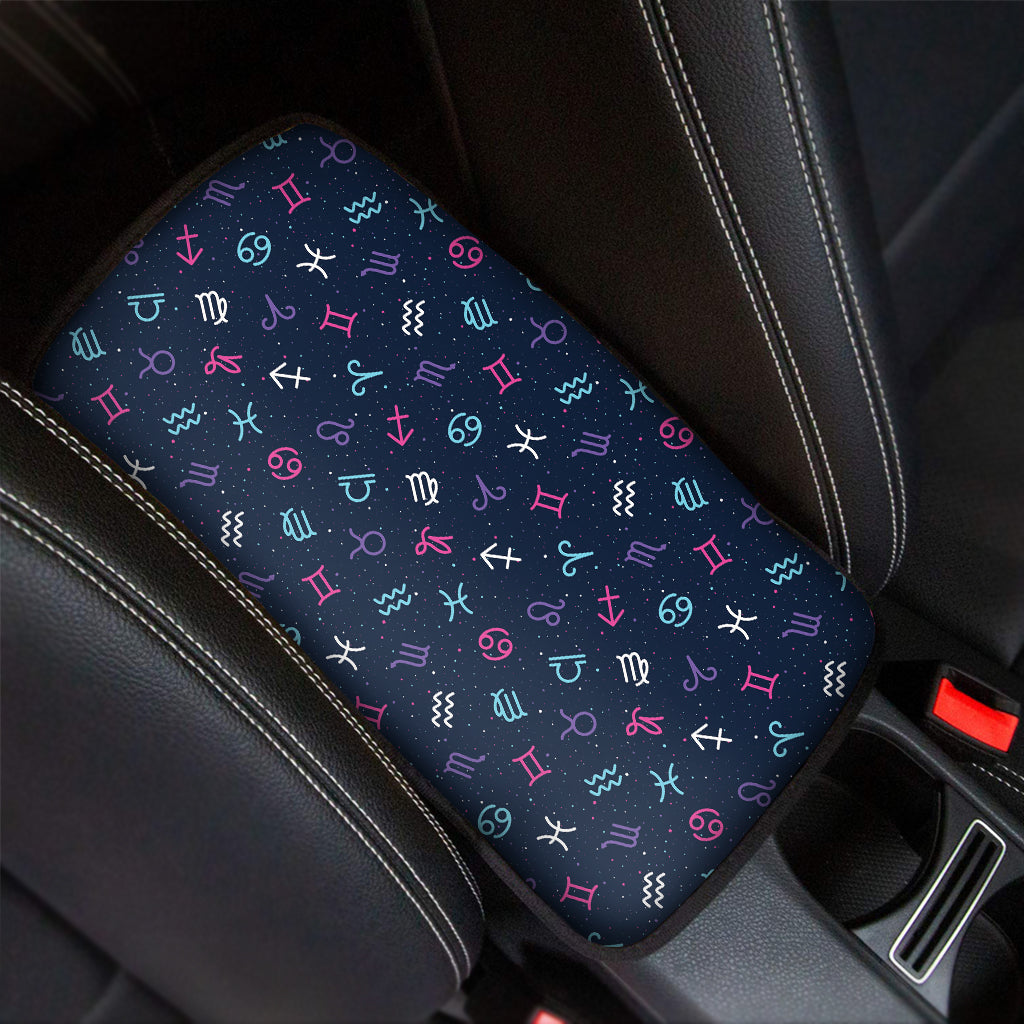 Colorful Zodiac Symbols Pattern Print Car Center Console Cover