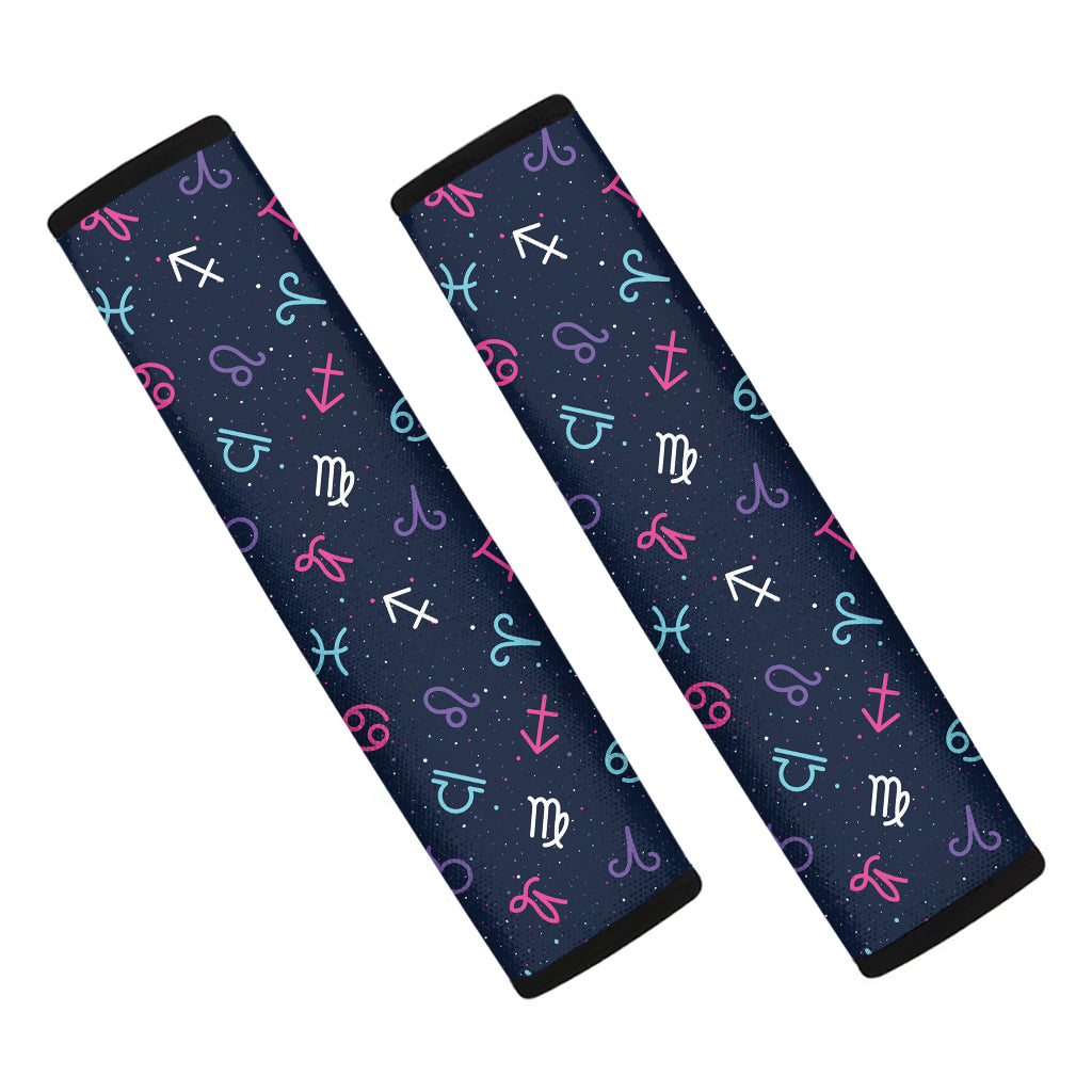 Colorful Zodiac Symbols Pattern Print Car Seat Belt Covers