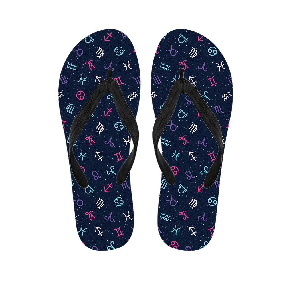 Colorful Zodiac Symbols Pattern Print Flip Flops