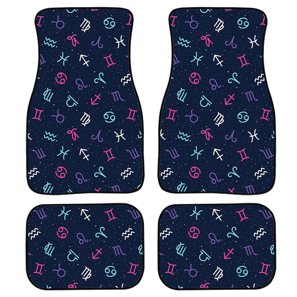 Colorful Zodiac Symbols Pattern Print Front and Back Car Floor Mats