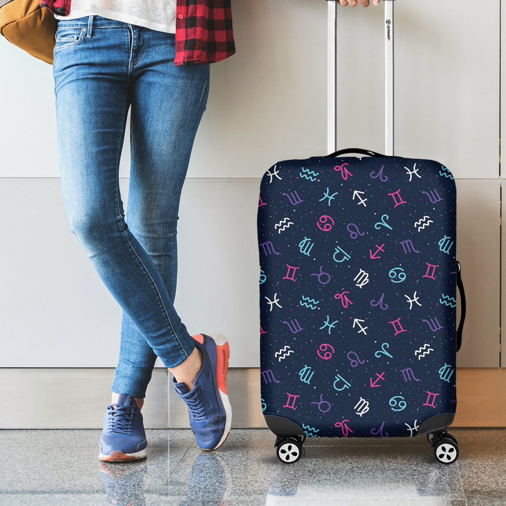 Colorful Zodiac Symbols Pattern Print Luggage Cover