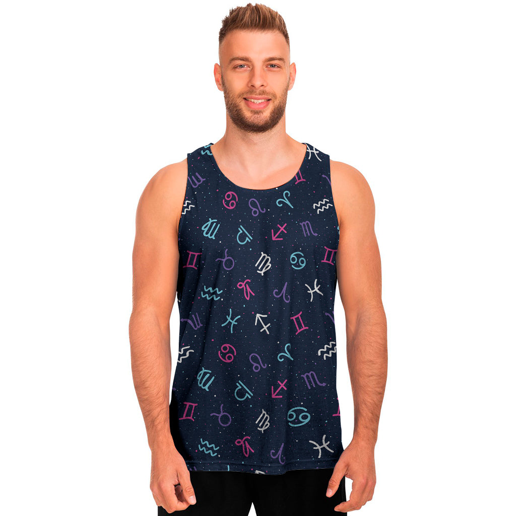 Colorful Zodiac Symbols Pattern Print Men's Tank Top