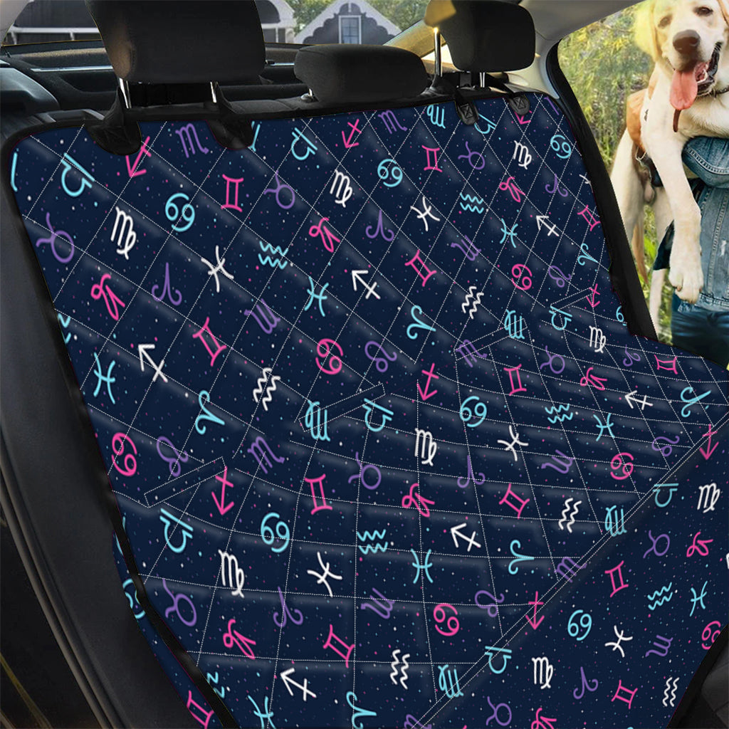 Colorful Zodiac Symbols Pattern Print Pet Car Back Seat Cover