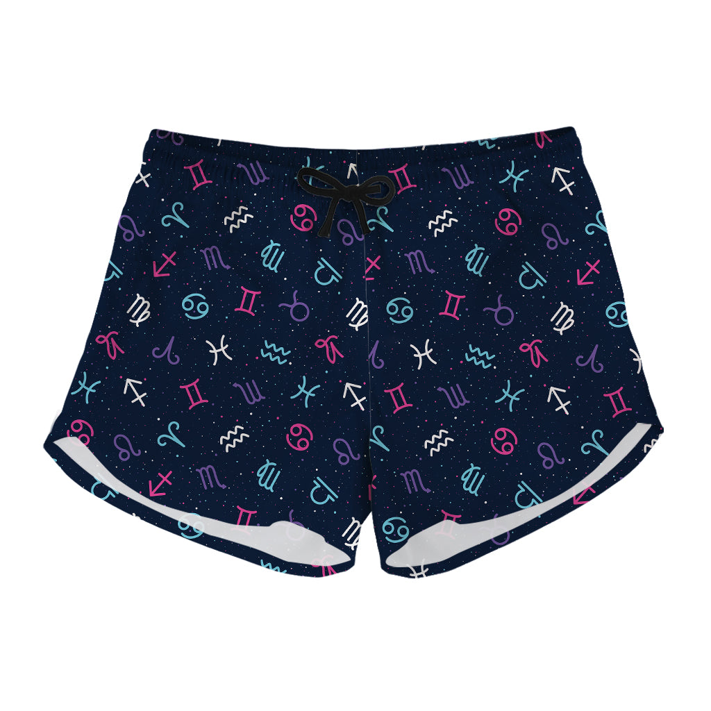 Colorful Zodiac Symbols Pattern Print Women's Shorts