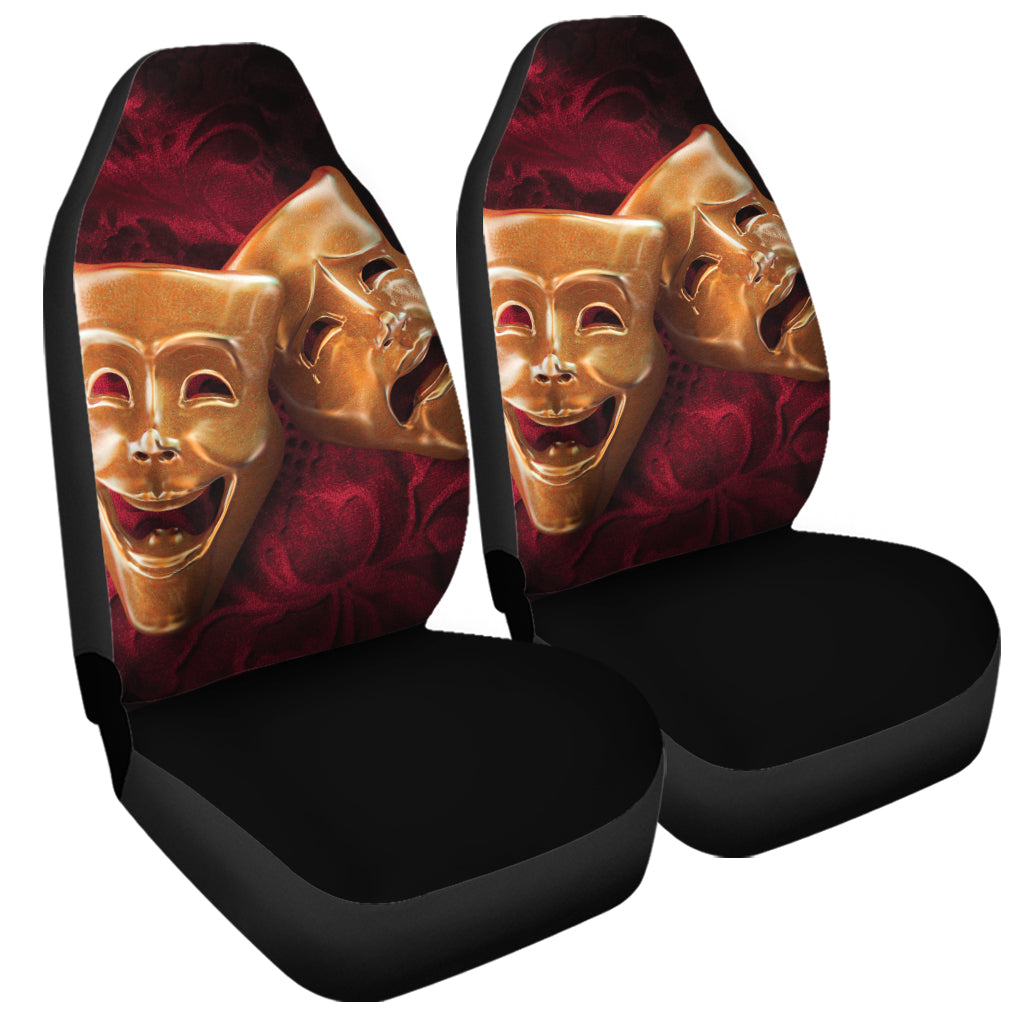 Comedy And Tragedy Theater Masks Print Universal Fit Car Seat Covers