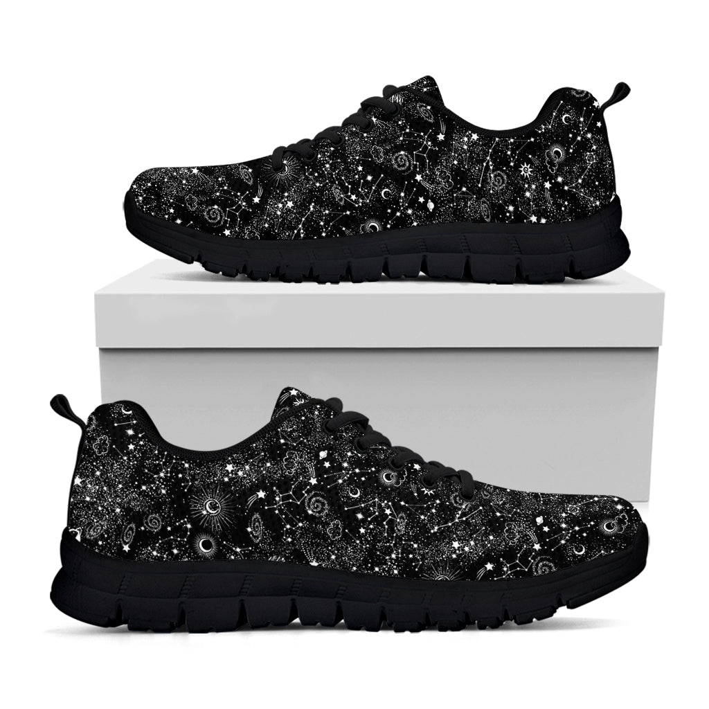 Constellation Galaxy Pattern Print Black Sneakers