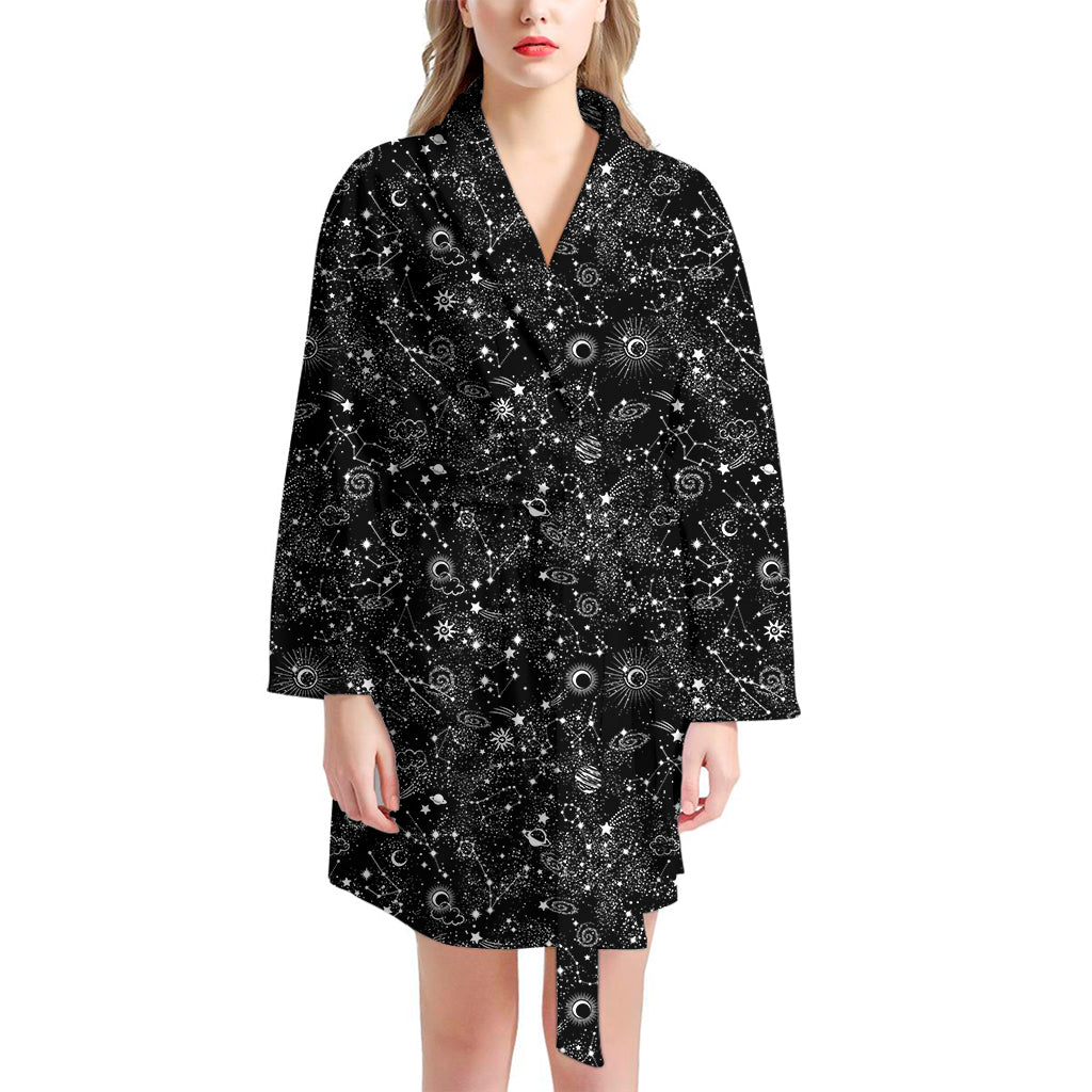 Constellation Galaxy Pattern Print Women's Bathrobe