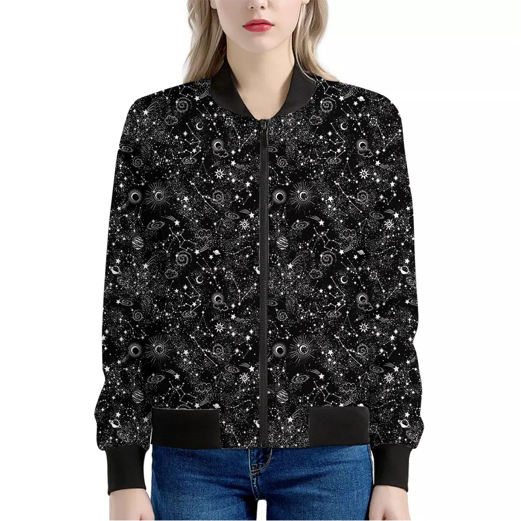 Constellation Galaxy Pattern Print Women's Bomber Jacket