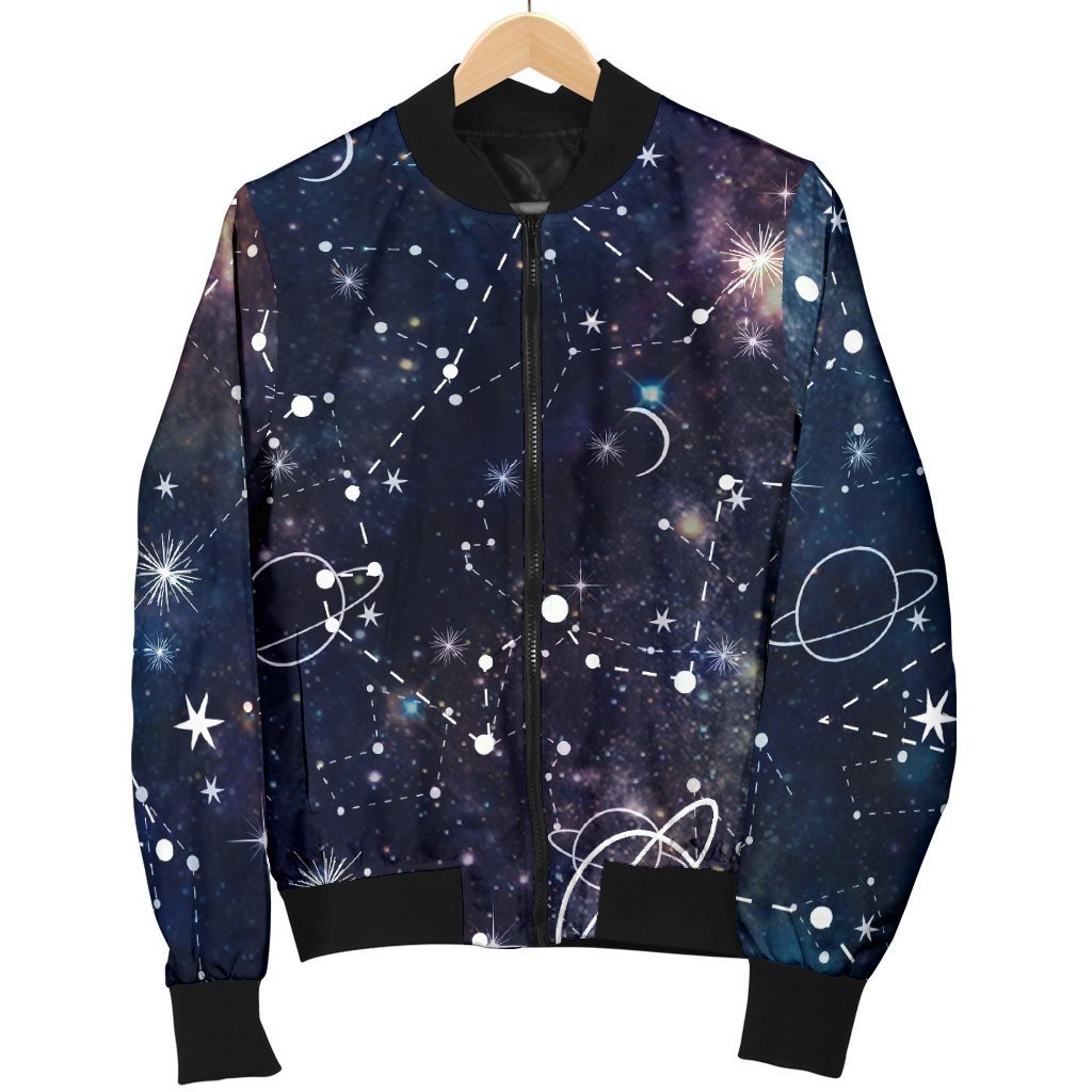 Constellation Galaxy Space Print Men's Bomber Jacket