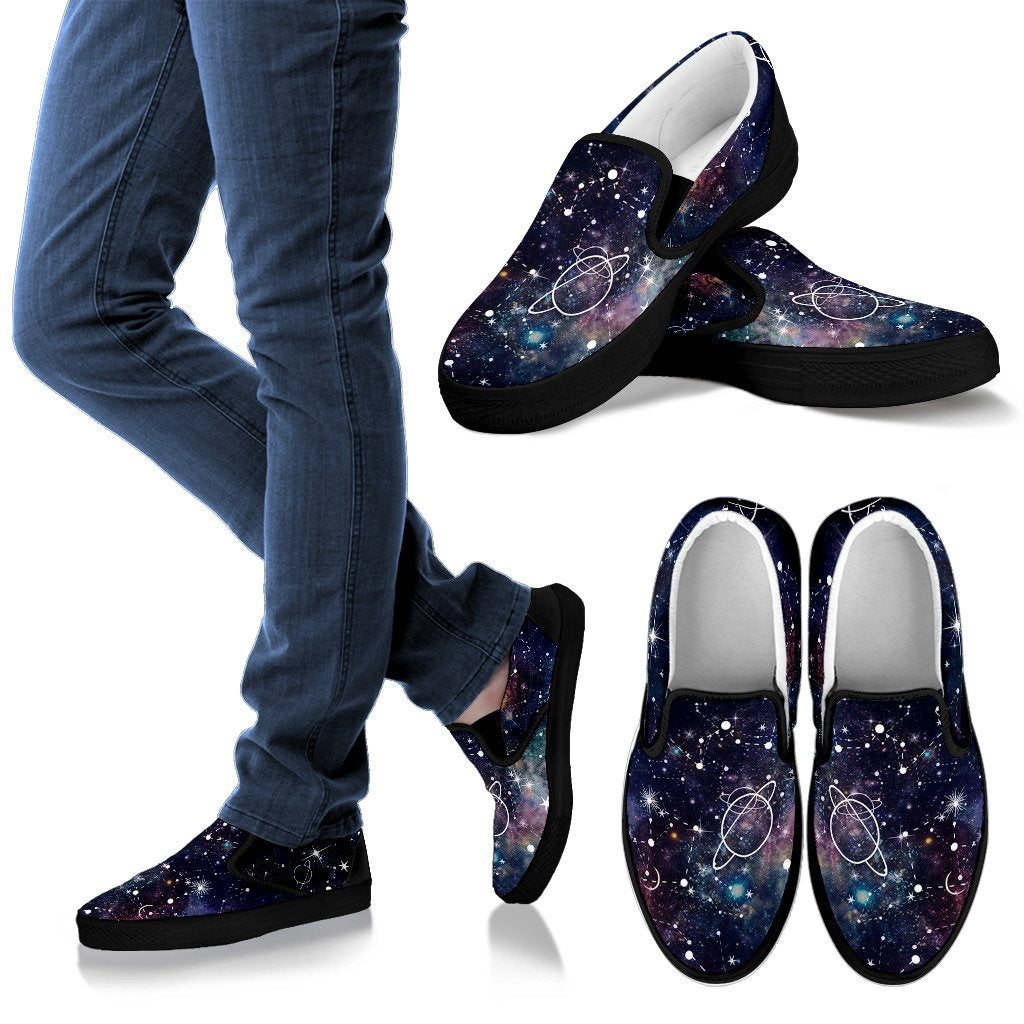 Constellation Galaxy Space Print Men's Slip On Shoes