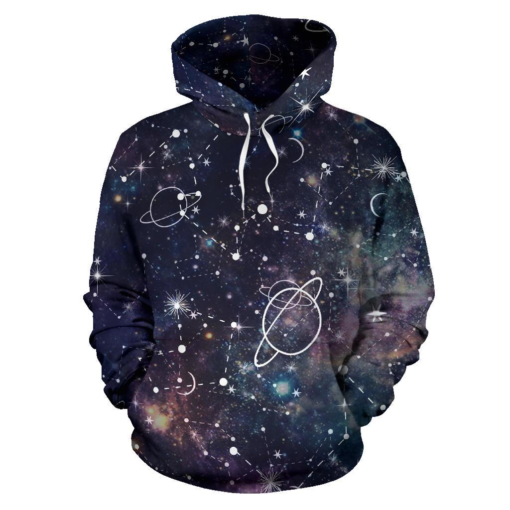 Constellation Galaxy Space Print Pullover Hoodie