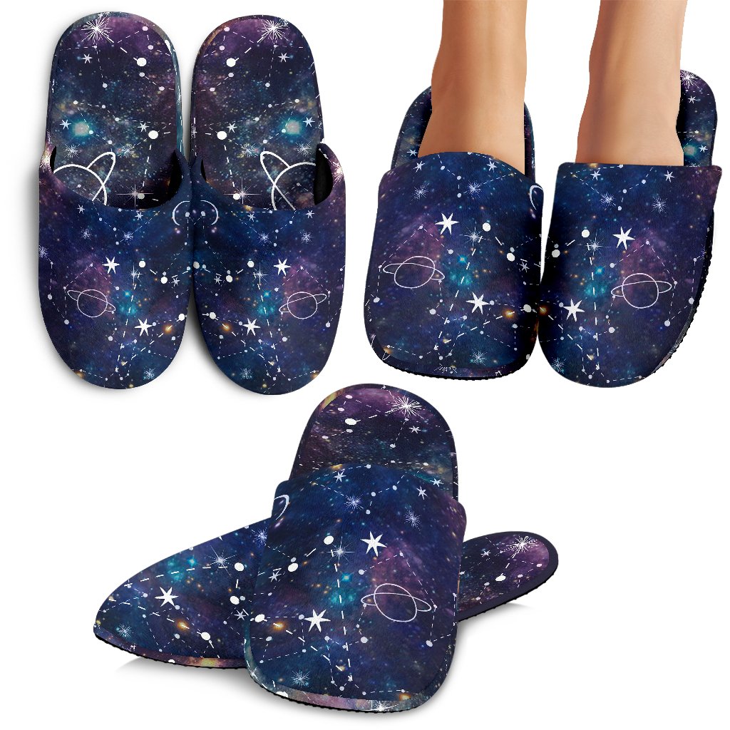 Constellation Galaxy Space Print Slippers