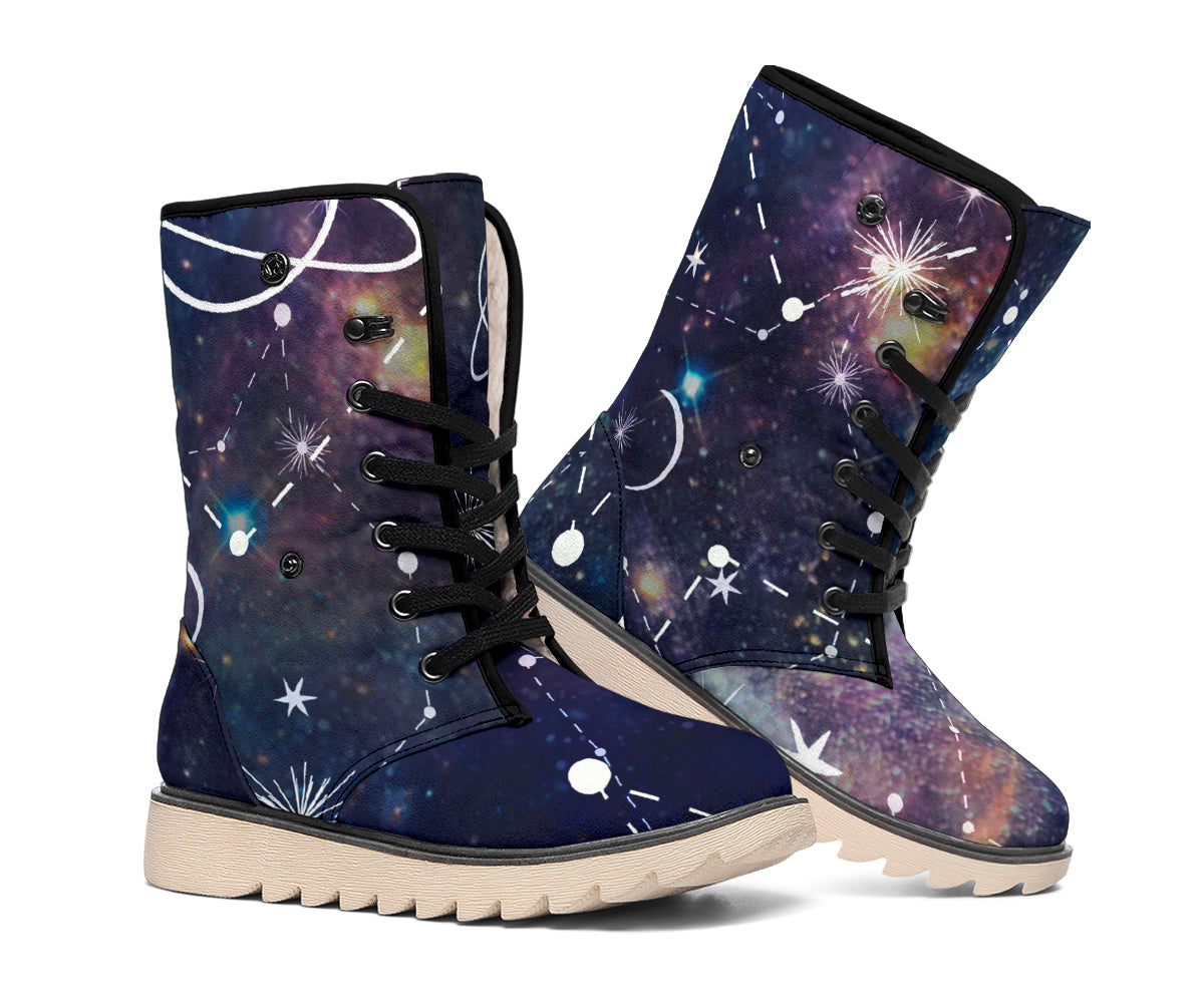 Constellation Galaxy Space Print Winter Boots