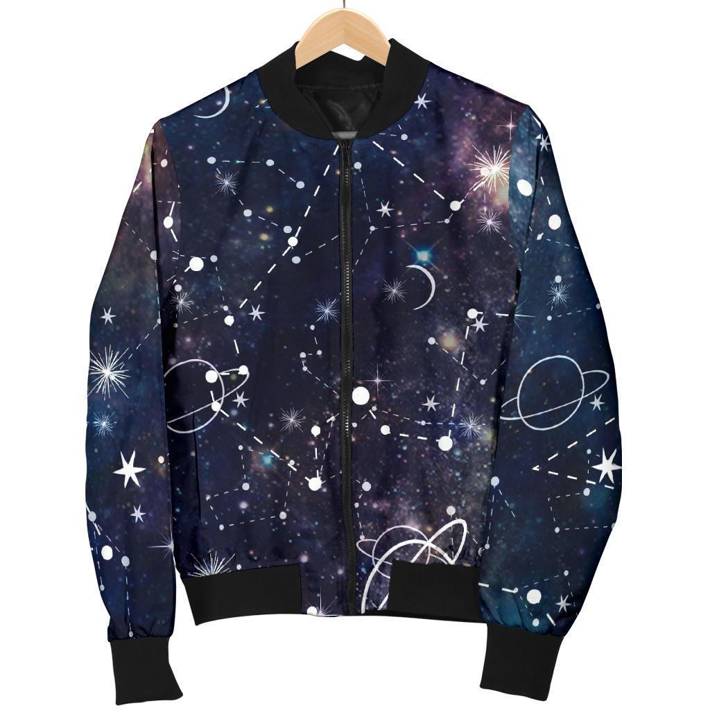 Constellation Galaxy Space Print Women's Bomber Jacket