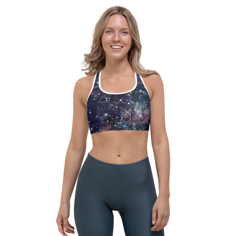 Constellation Galaxy Space Print Women's Sports Bra