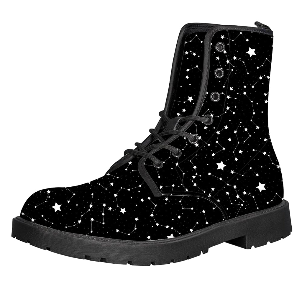 Constellation Sky Map Pattern Print Leather Boots