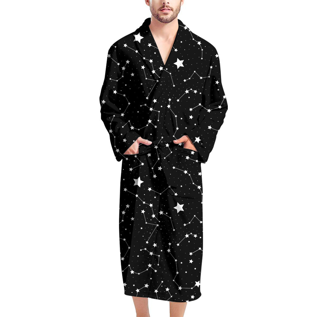 Constellation Sky Map Pattern Print Men's Bathrobe