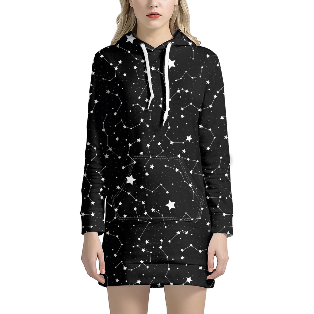 Constellation Sky Map Pattern Print Women's Pullover Hoodie Dress