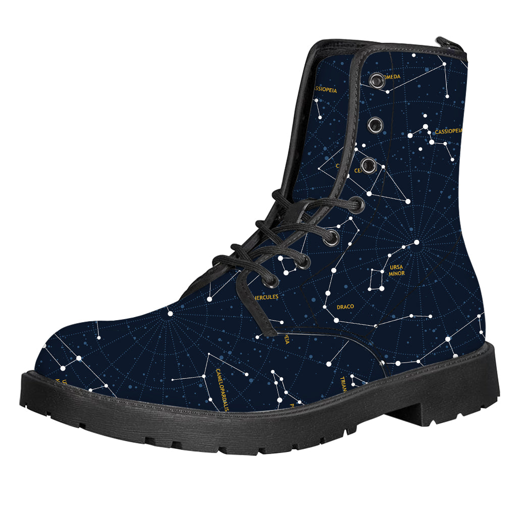 Constellation Sky Map Print Leather Boots