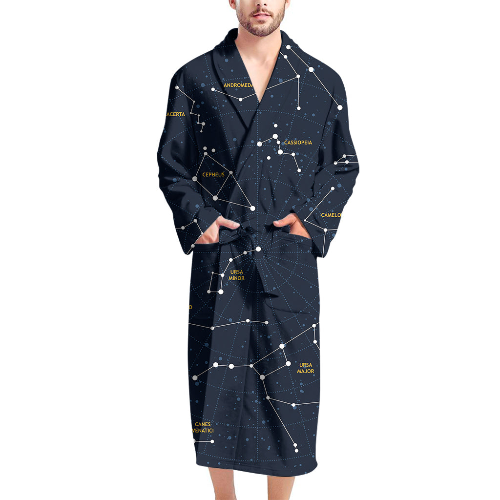 Constellation Sky Map Print Men's Bathrobe