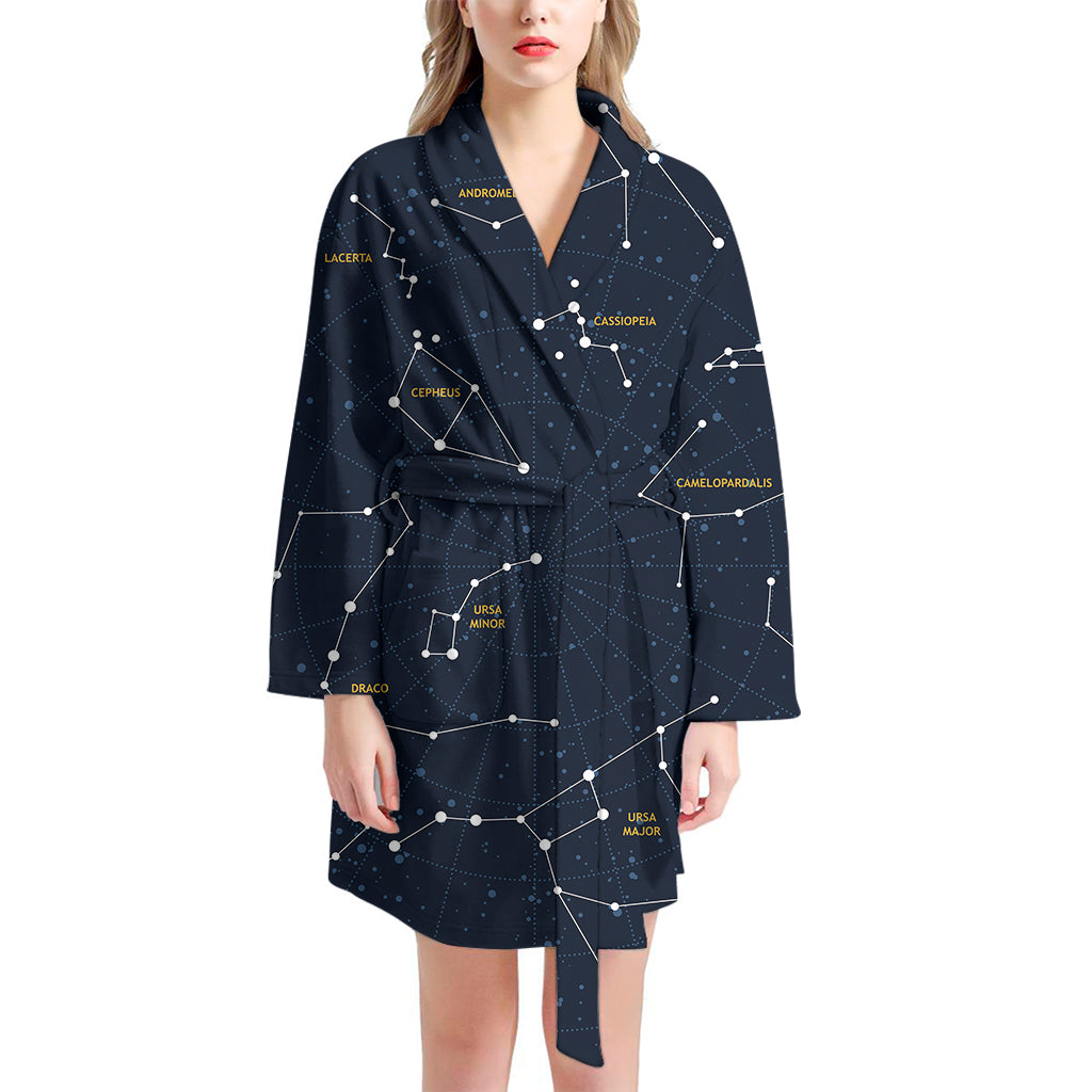 Constellation Sky Map Print Women's Bathrobe