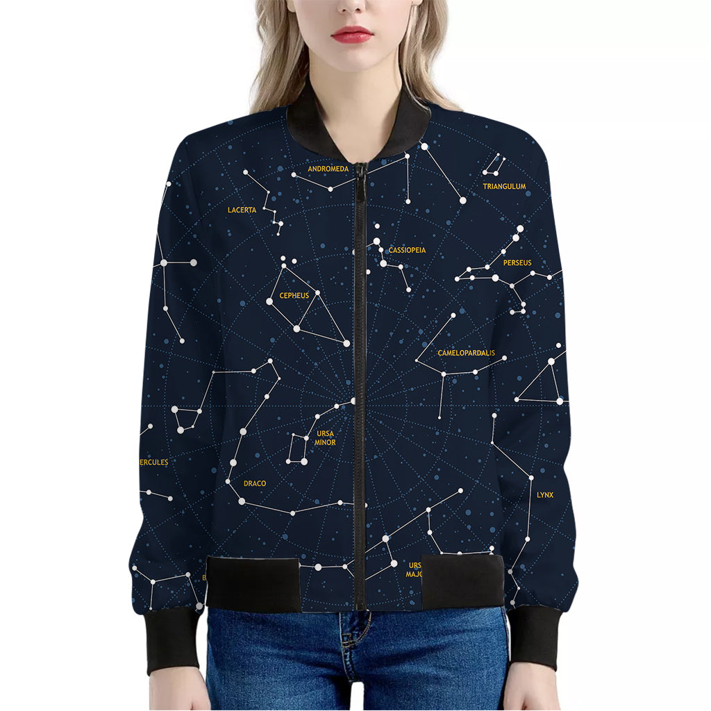 Constellation Sky Map Print Women's Bomber Jacket