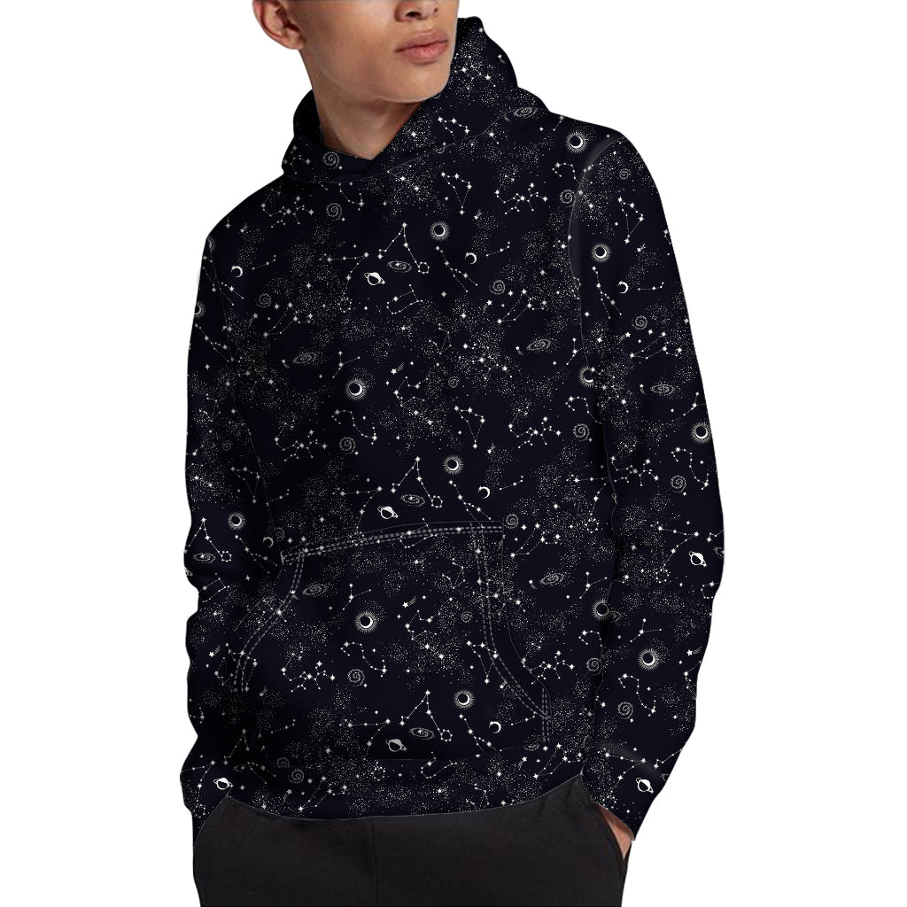 Constellation Space Pattern Print Pullover Hoodie