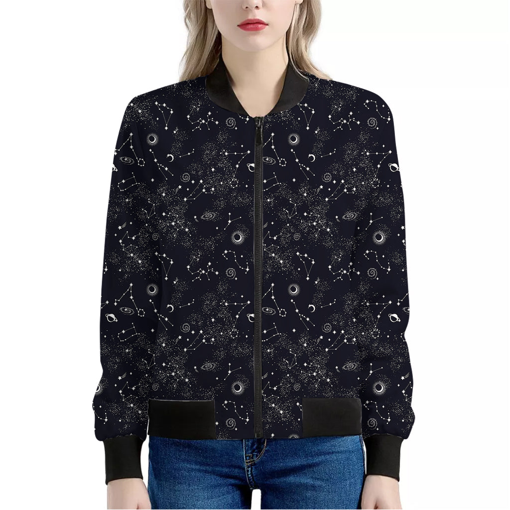 Constellation Space Pattern Print Women's Bomber Jacket