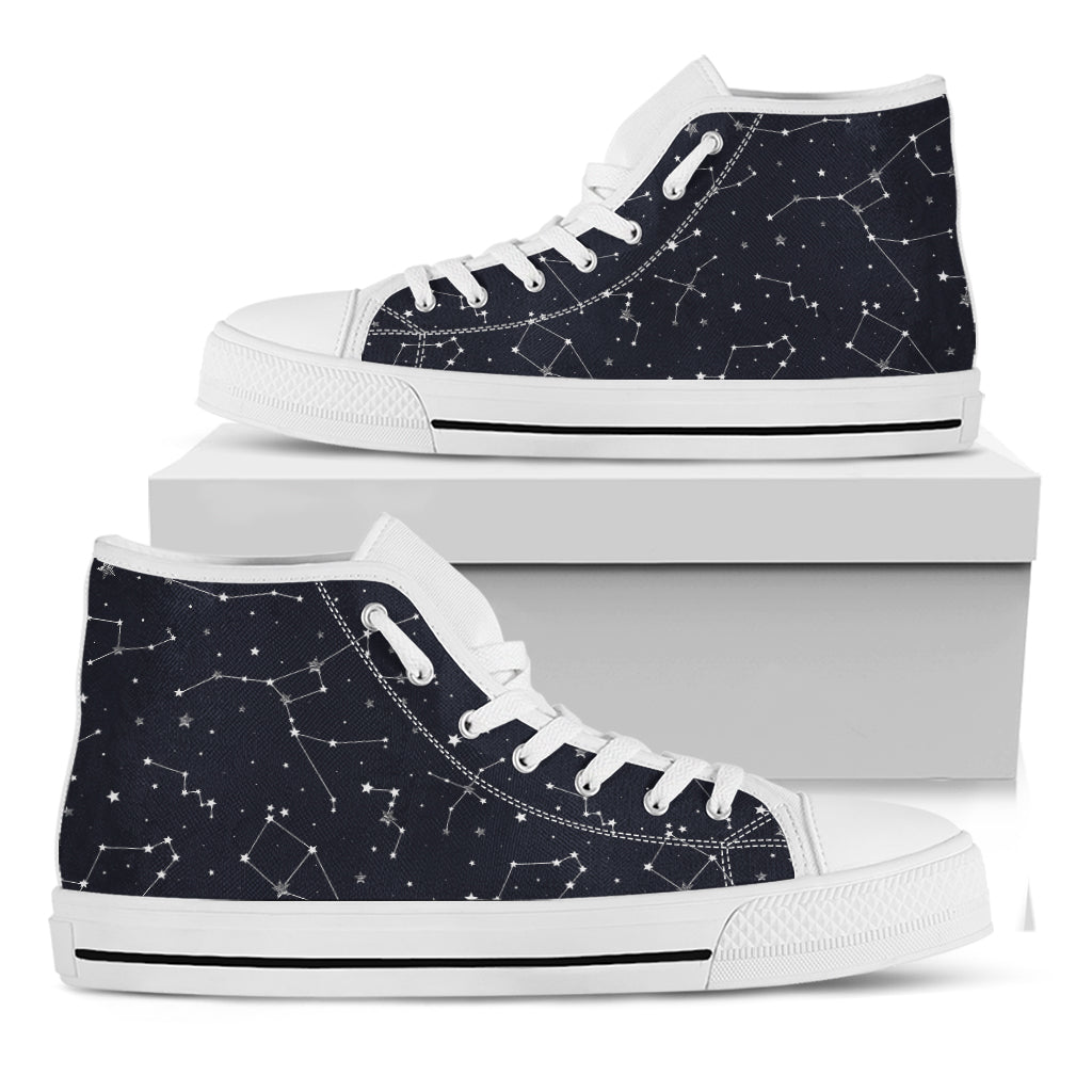 Constellation Stars Pattern Print White High Top Shoes