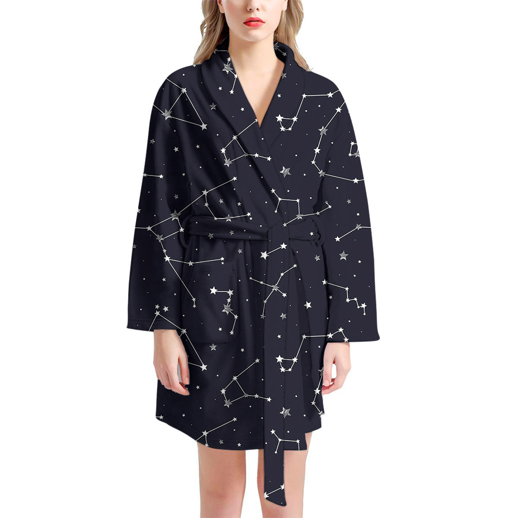 Constellation Stars Pattern Print Women's Bathrobe