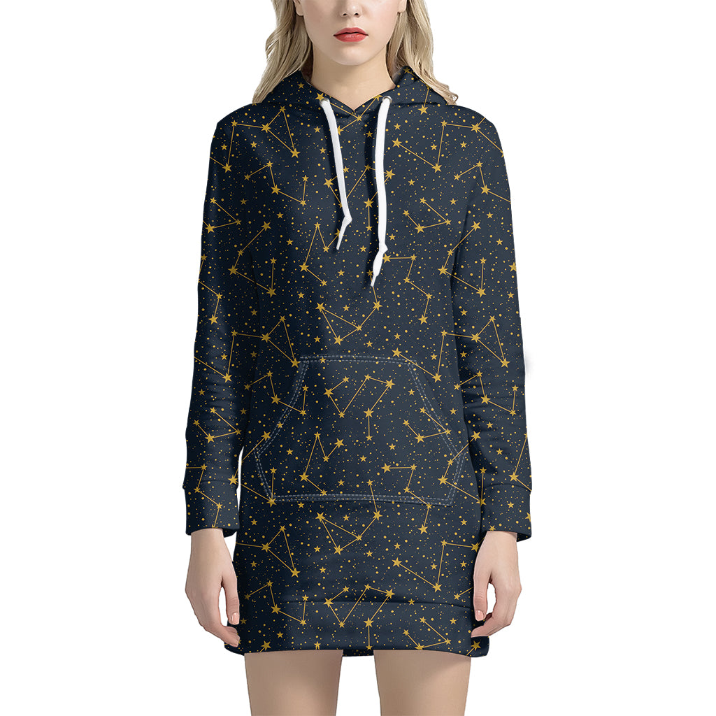 Constellation Symbols Pattern Print Women's Pullover Hoodie Dress