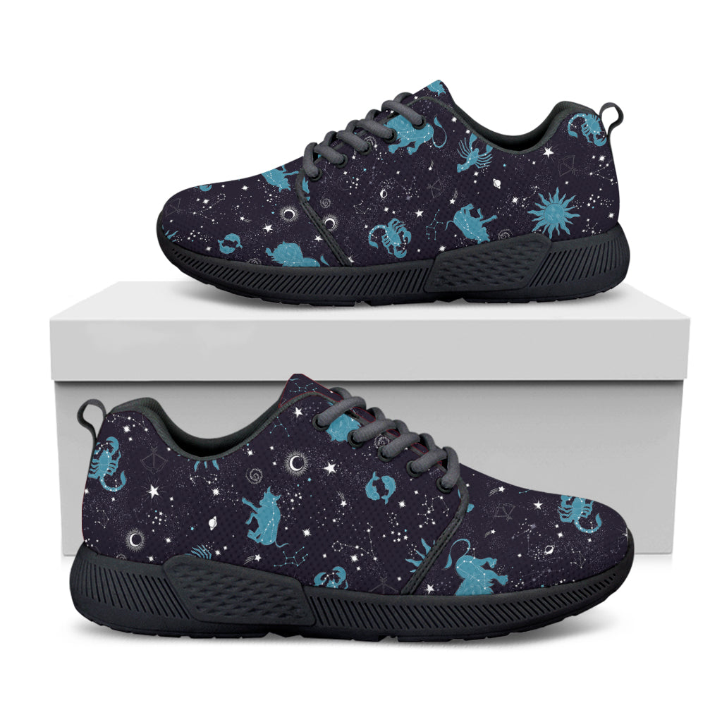 Constellation Zodiac Signs Pattern Print Black Athletic Shoes