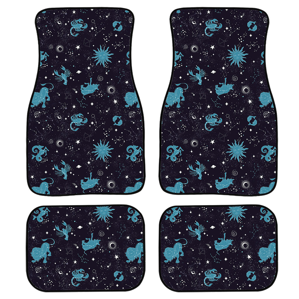 Constellation Zodiac Signs Pattern Print Front and Back Car Floor Mats