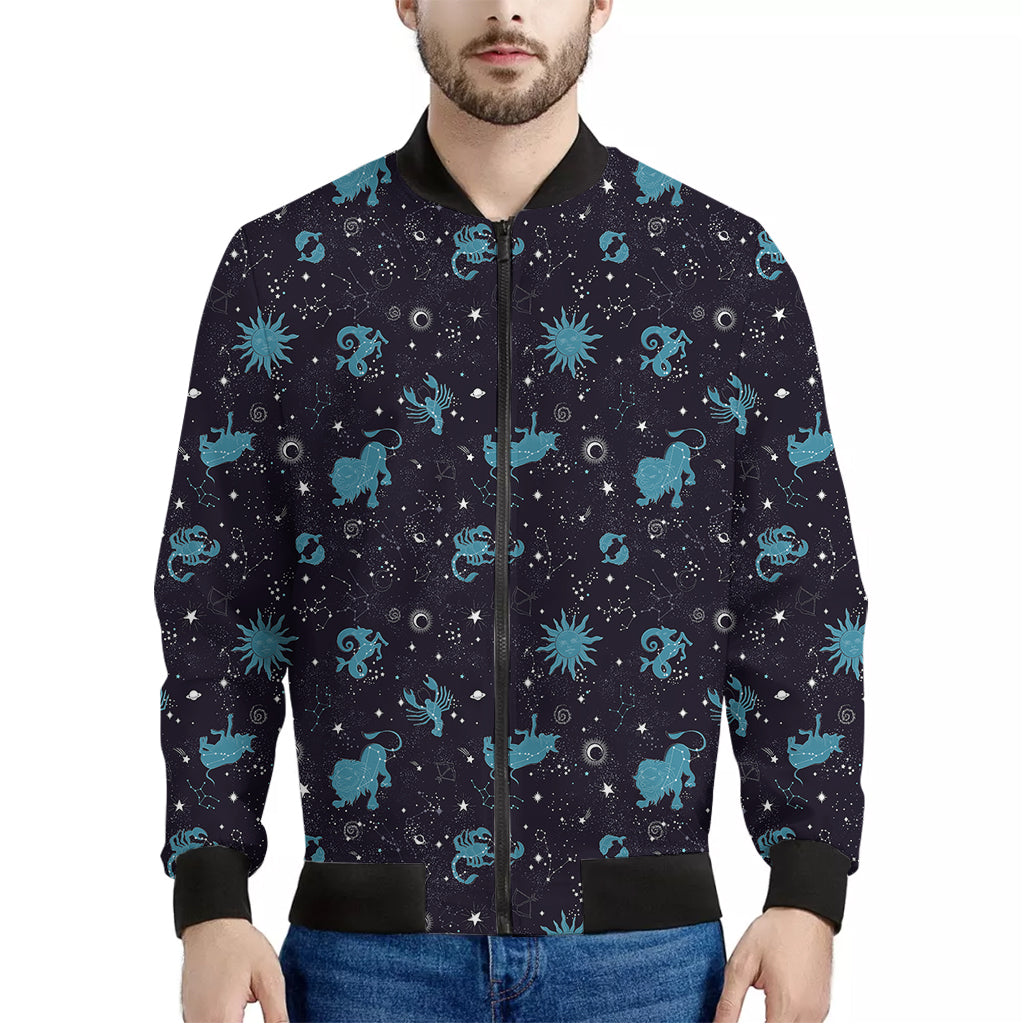 Constellation Zodiac Signs Pattern Print Men's Bomber Jacket