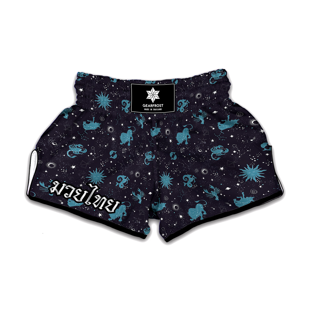 Constellation Zodiac Signs Pattern Print Muay Thai Boxing Shorts