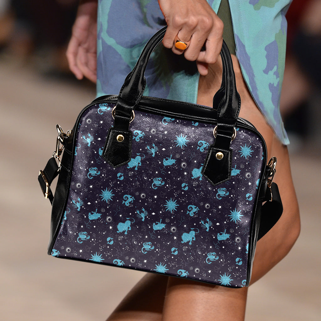 Constellation Zodiac Signs Pattern Print Shoulder Handbag