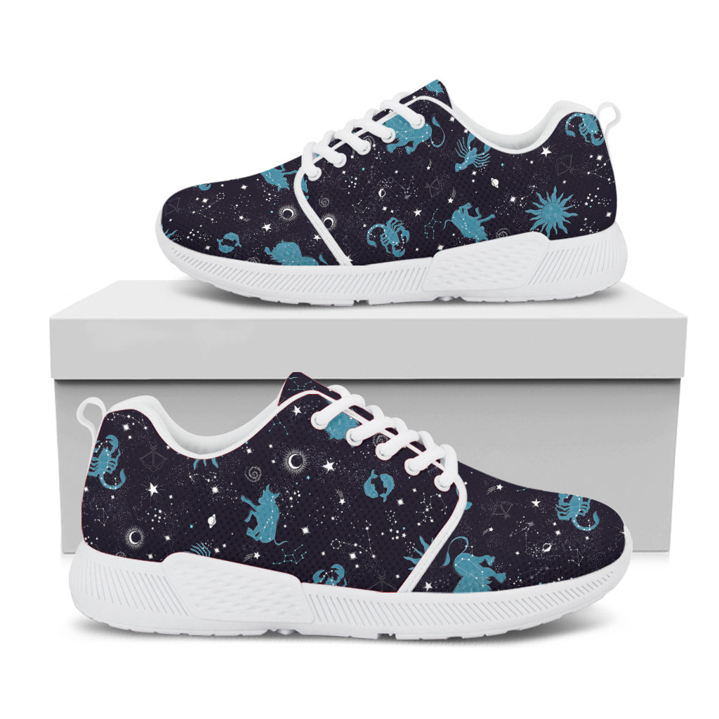 Constellation Zodiac Signs Pattern Print White Athletic Shoes