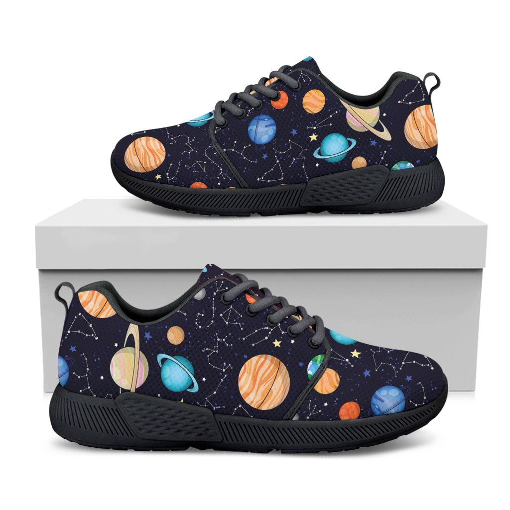 Constellations And Planets Pattern Print Black Athletic Shoes