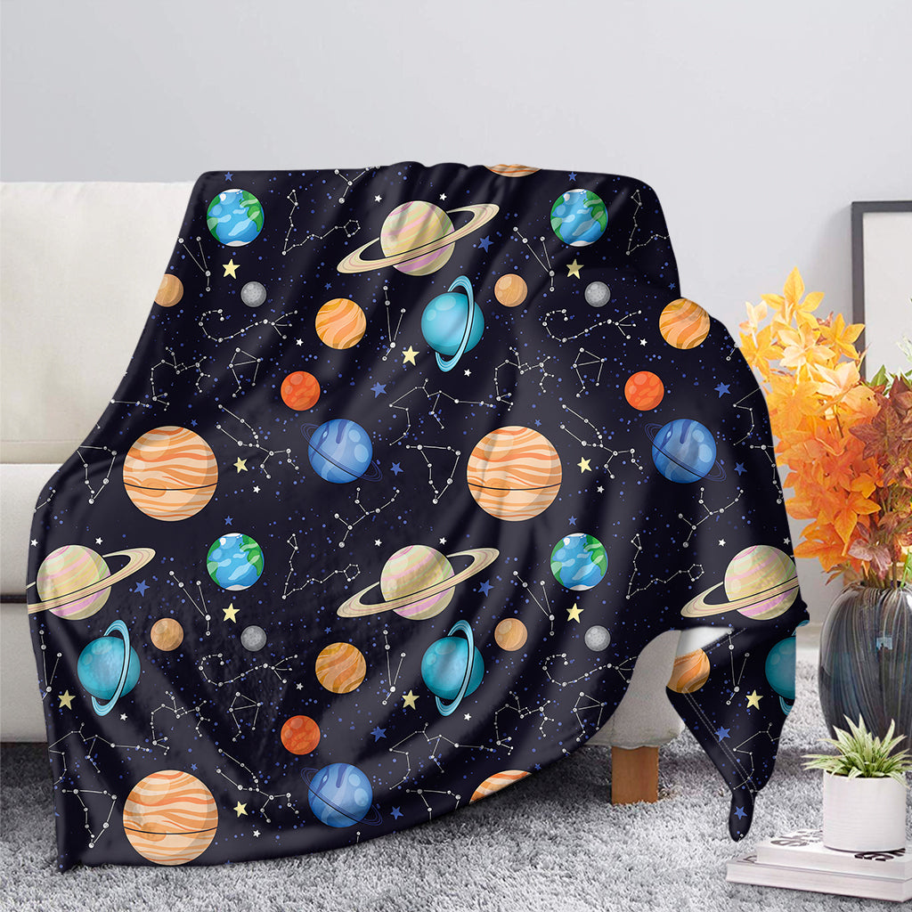 Constellations And Planets Pattern Print Blanket