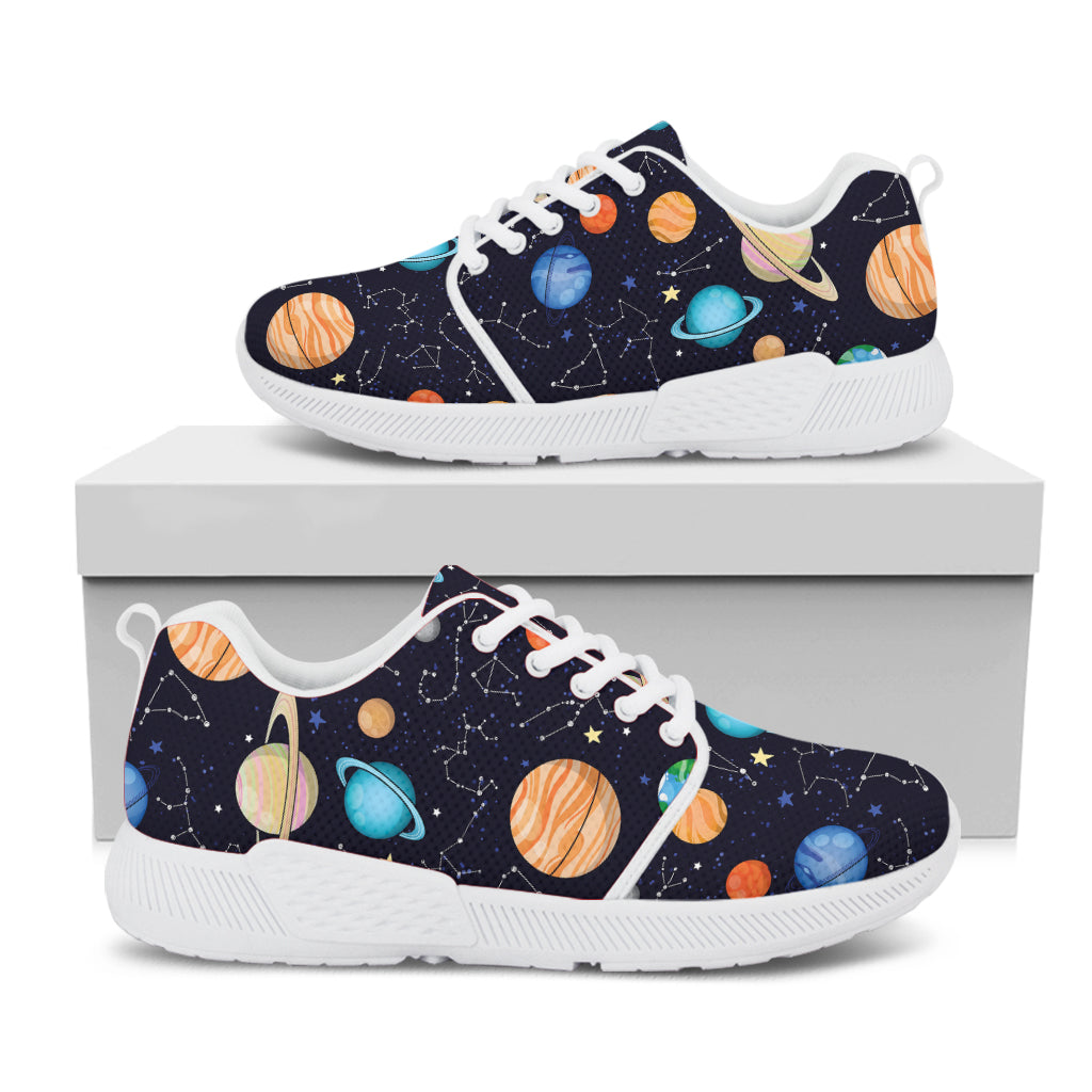 Constellations And Planets Pattern Print White Athletic Shoes