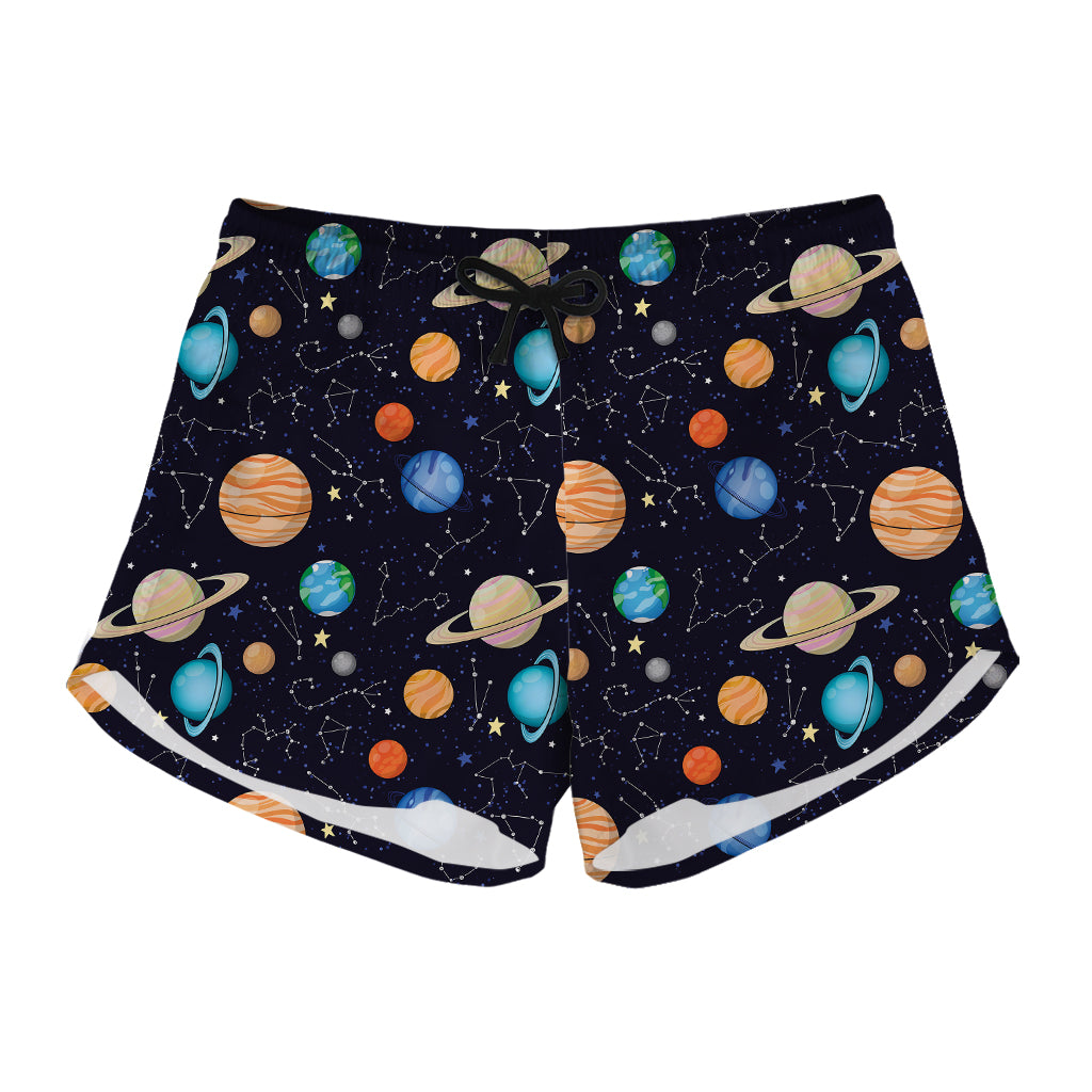 Constellations And Planets Pattern Print Women's Shorts