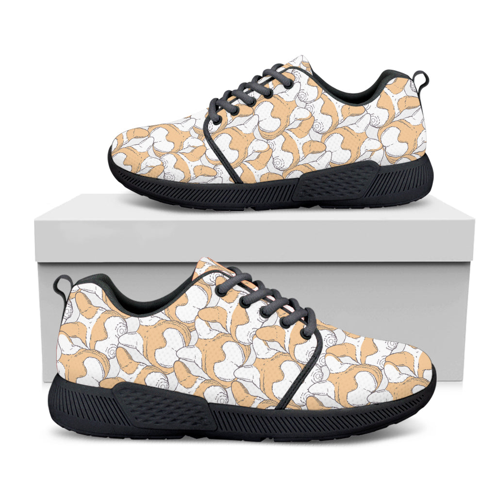 Corgi Butt Pattern Print Black Athletic Shoes