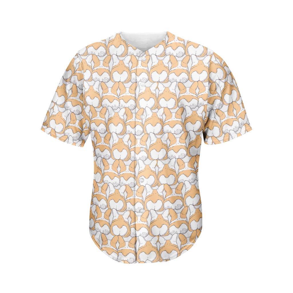 Corgi Butt Pattern Print Men's Baseball Jersey