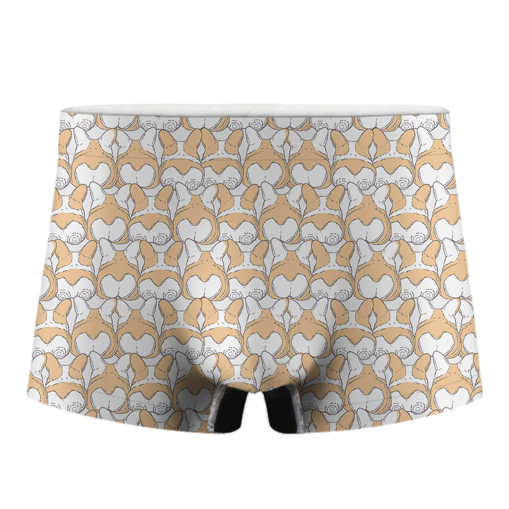 Corgi Butt Pattern Print Men's Boxer Briefs