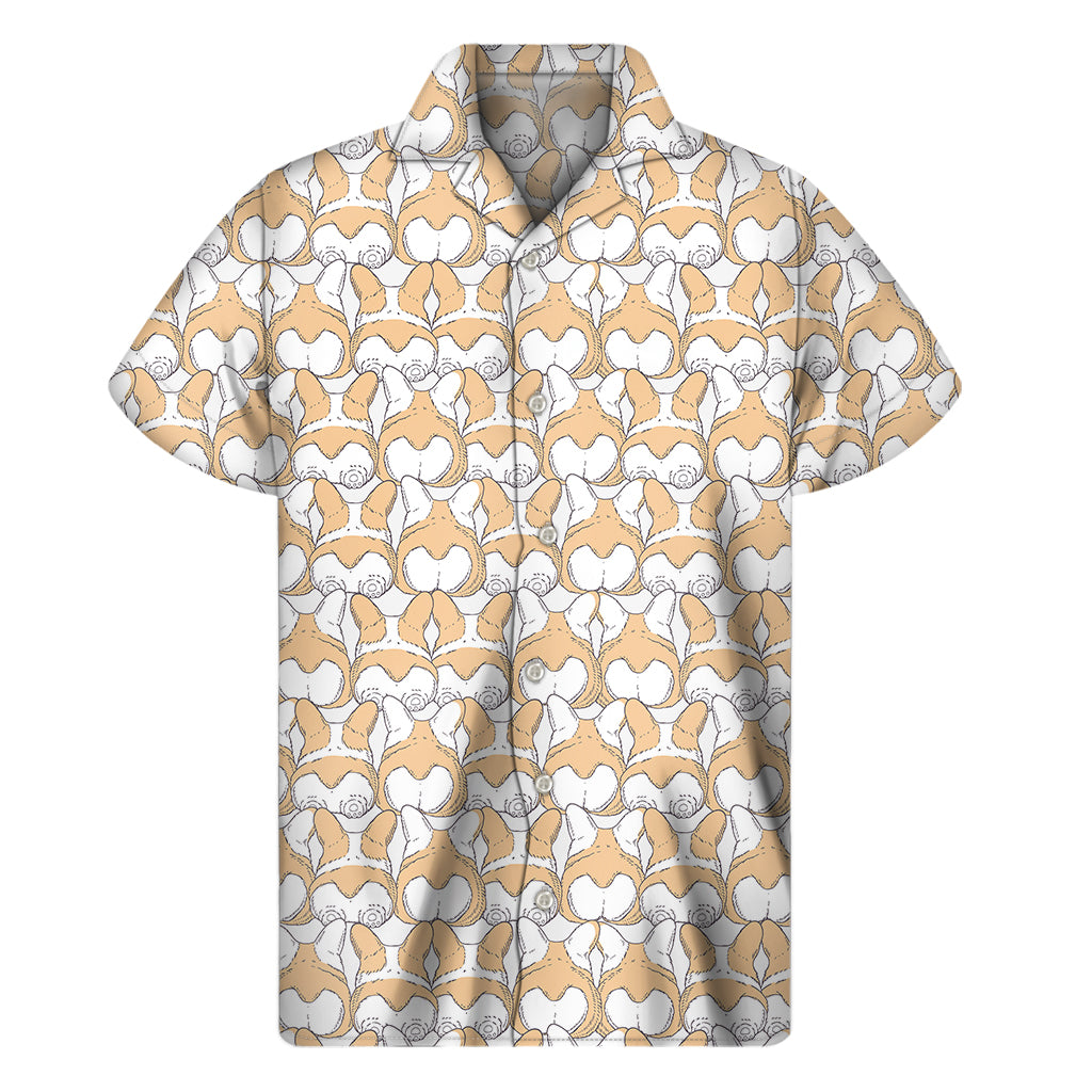 Corgi Butt Pattern Print Men's Short Sleeve Shirt